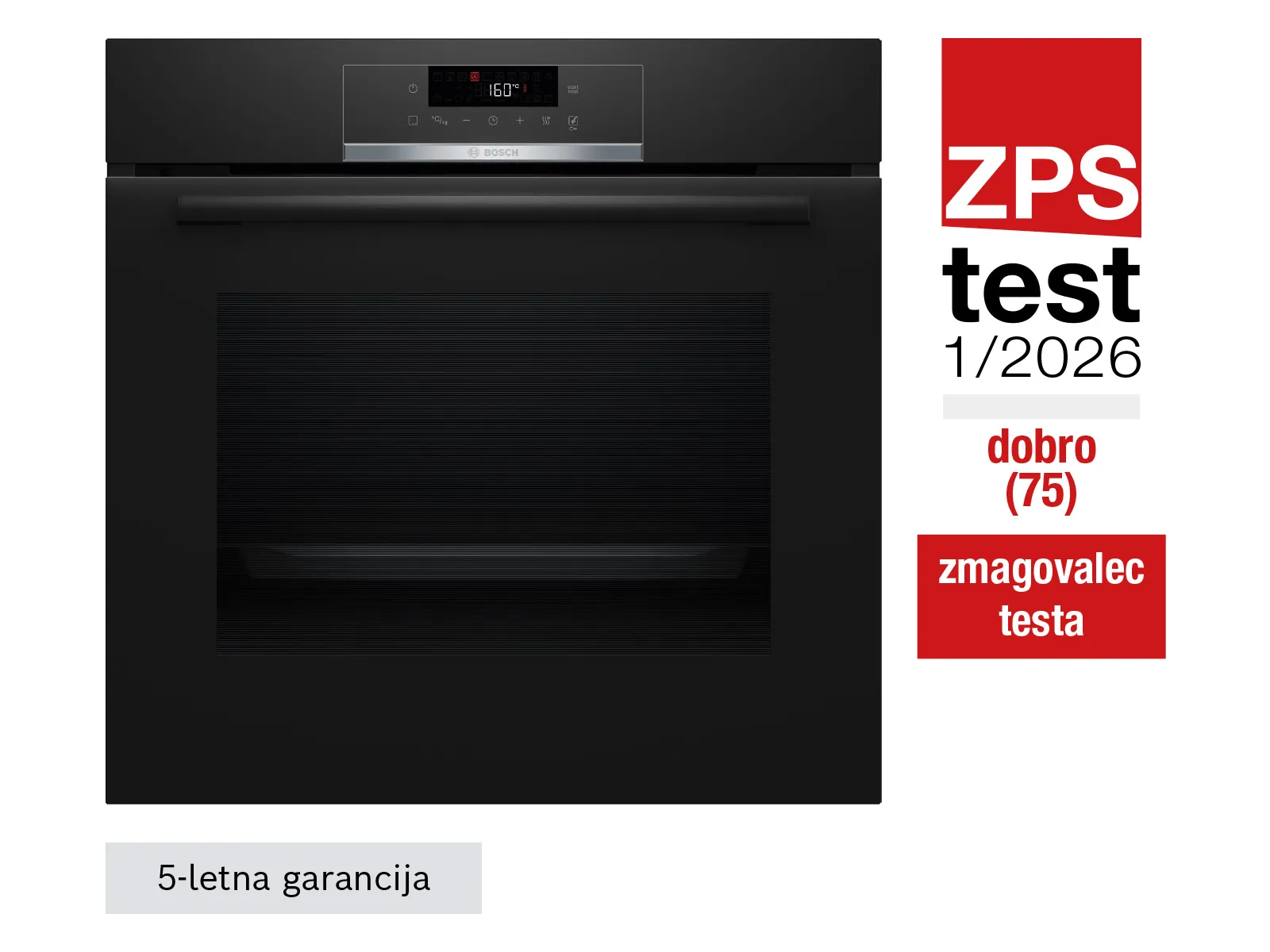 Zmagovalec na ZPS testu pečic HBA571BB3 Serie 4 Vgradna pečica Bosch