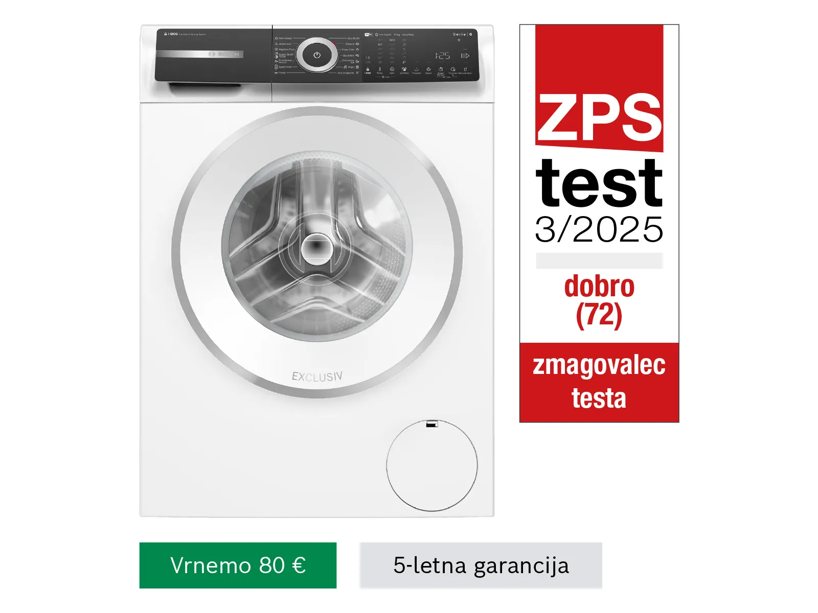 Zmagovalec na ZPS testu pralni stroj Bosch WGH256A0BY Serie 6
