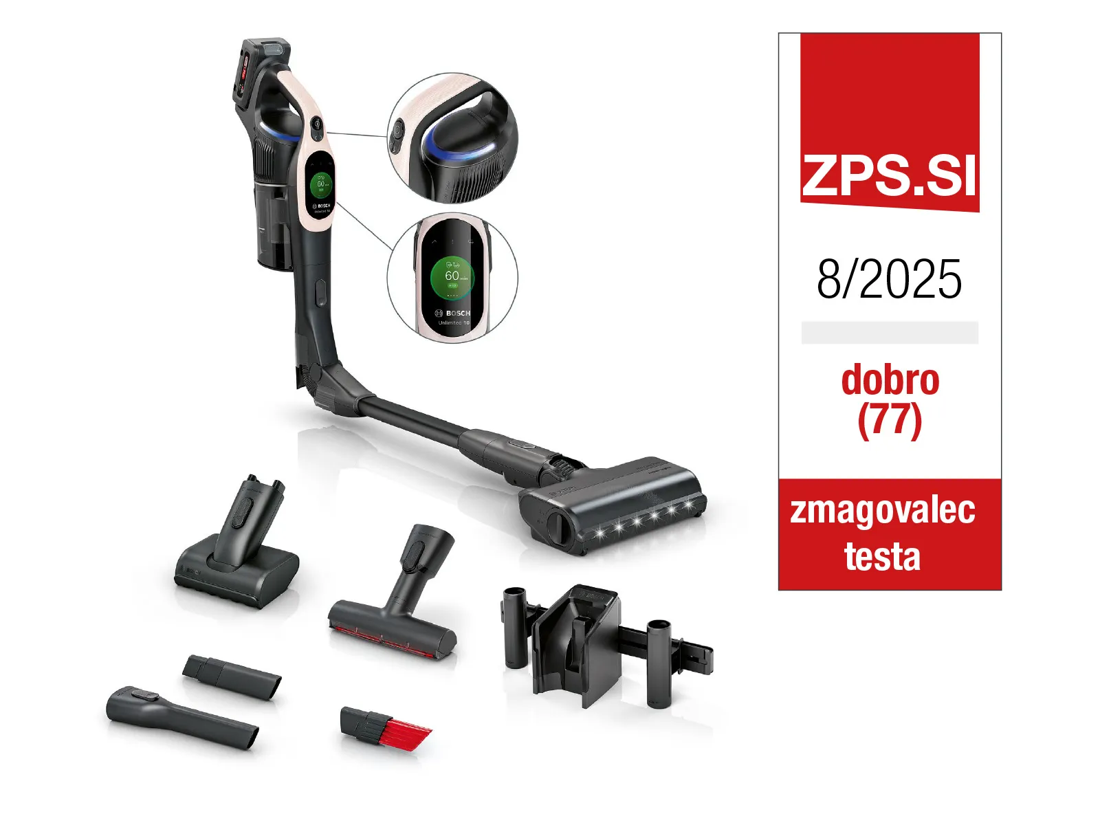 Zmagovalec testa ZPS Bosch BBS1041RBA Baterijski sesalnik Unlimited 10
