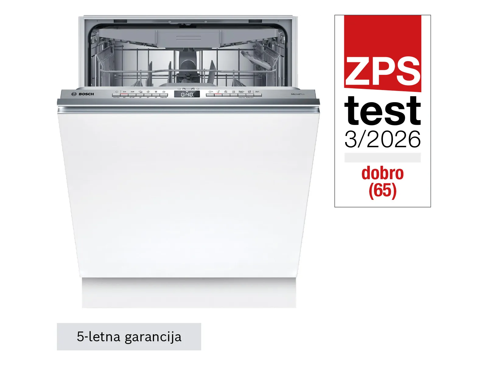 Pomivalni stroj Bosch SMV4EVX11E Serie 4 Popolnoma vgradni pomivalni stroj 60 cm, ki je imel dober rezultat na testu ZPS.