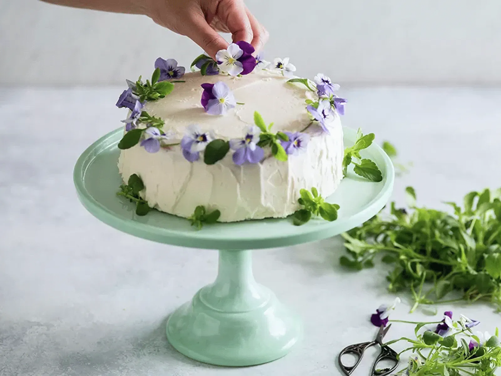Edible Viola Vanilla Berry Cake