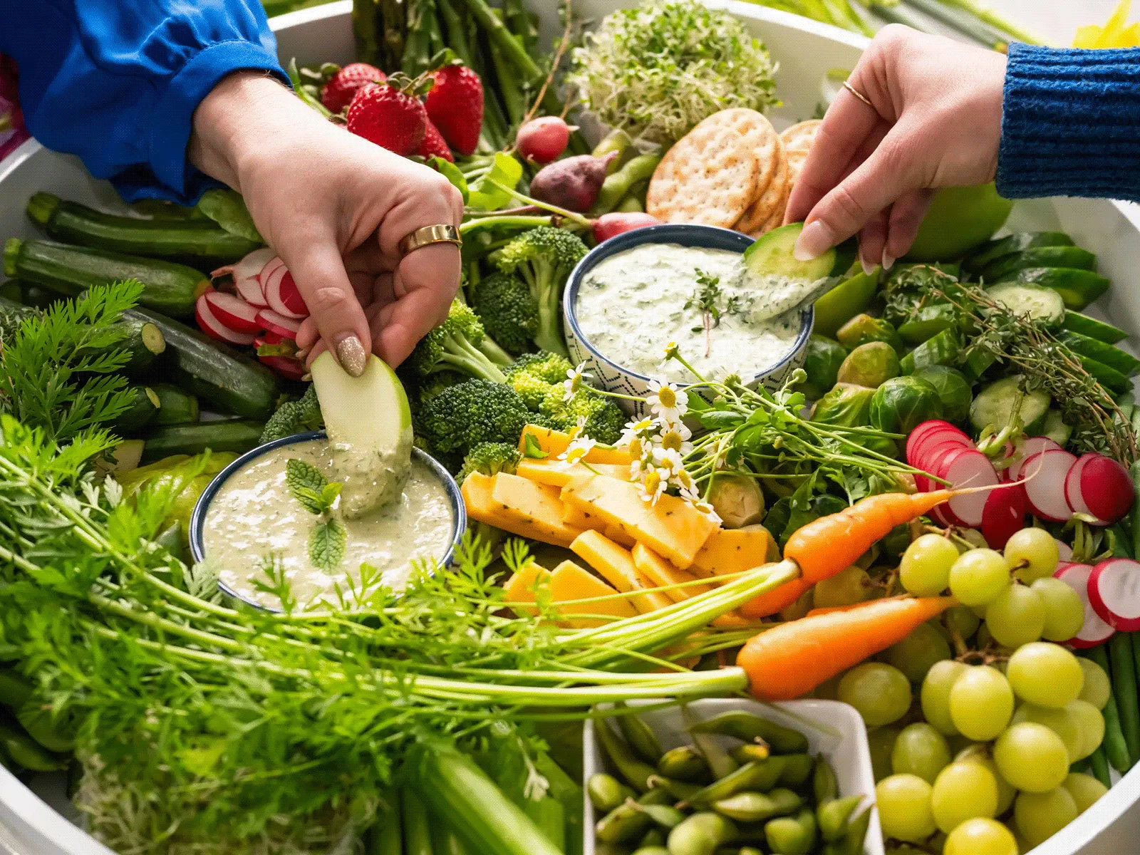 Green Goddess Dip and Vegetable Board