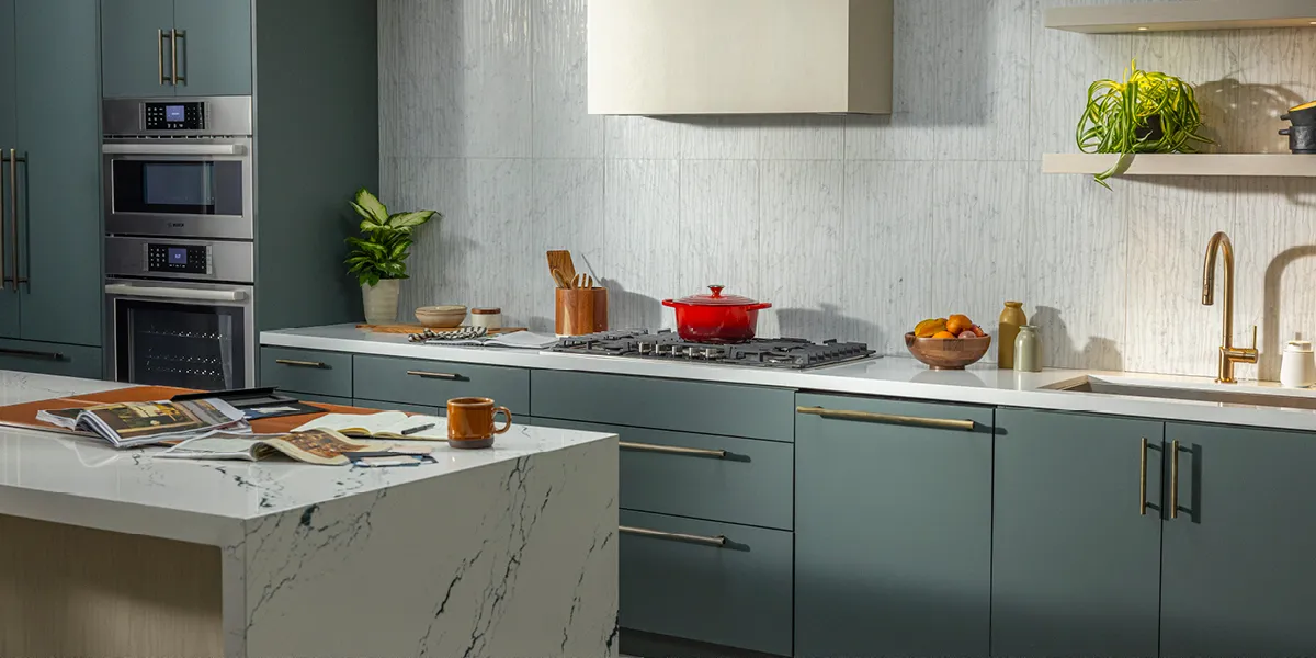 Bosch Kitchen with green cabinetry 