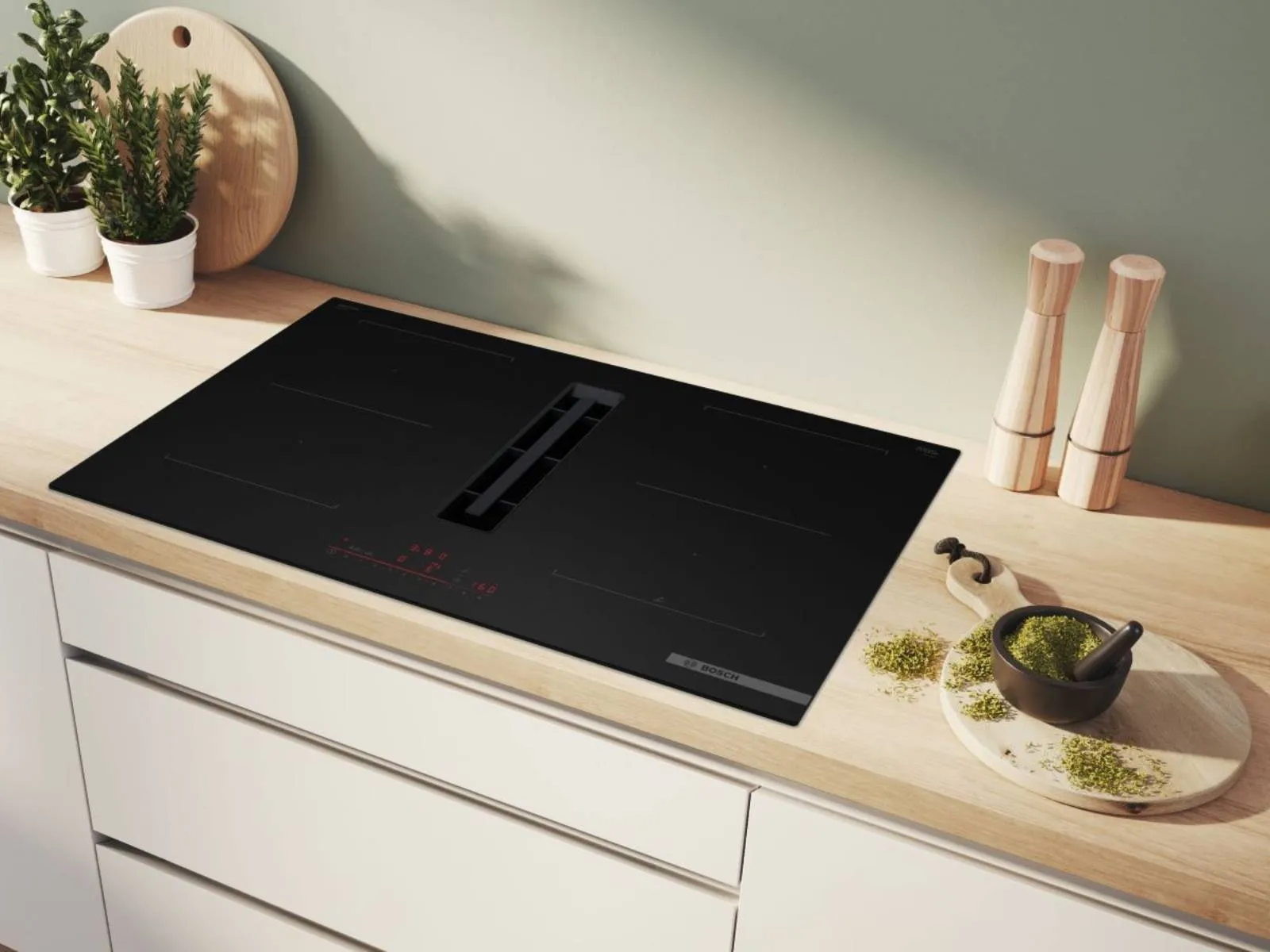 Induction hob built into counter