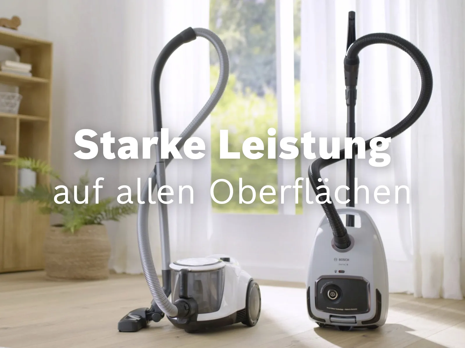 Video über die Vorteile der Staubsauger ohne Beutel von Bosch.