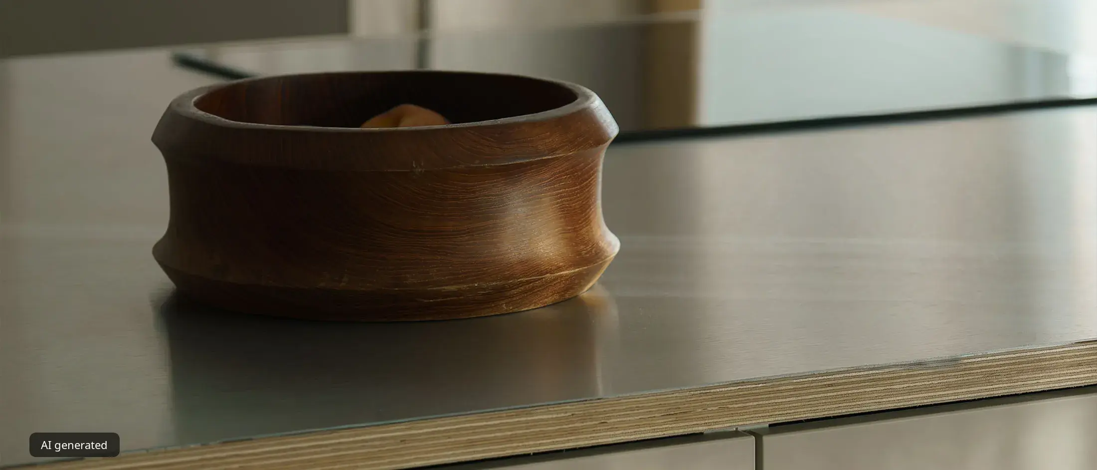 A freshly baked pizza on a wooden cutting board rests on a modern kitchen counter next to the stove