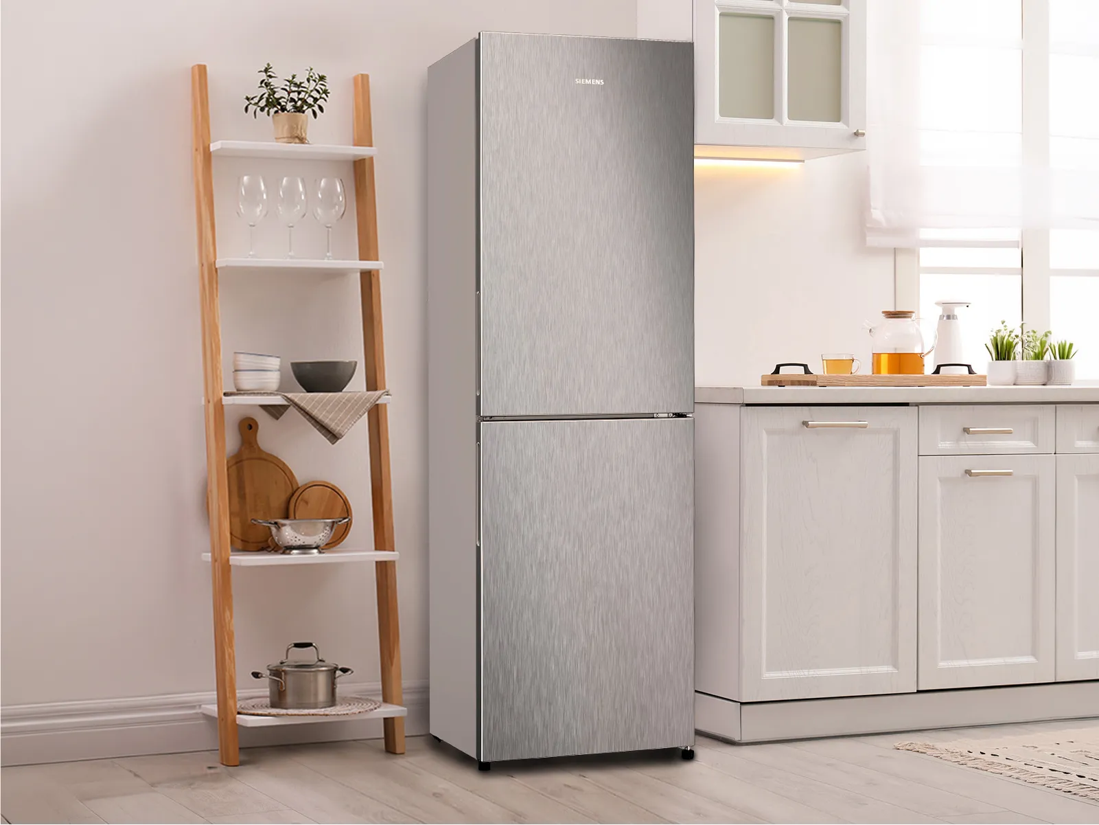 Siemens iQ100 free-standing fridge-freezer with freezer at bottom 182.4 x 55 cm Inox-look, Total noFrost KG27NNLDAG