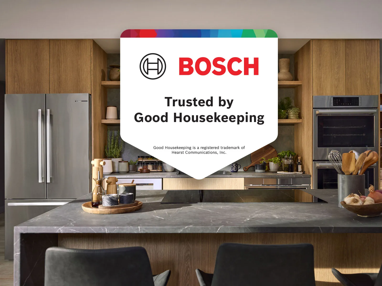 Bosch kitchen shot filled with Bosch home appliances trusted by good housekeeping