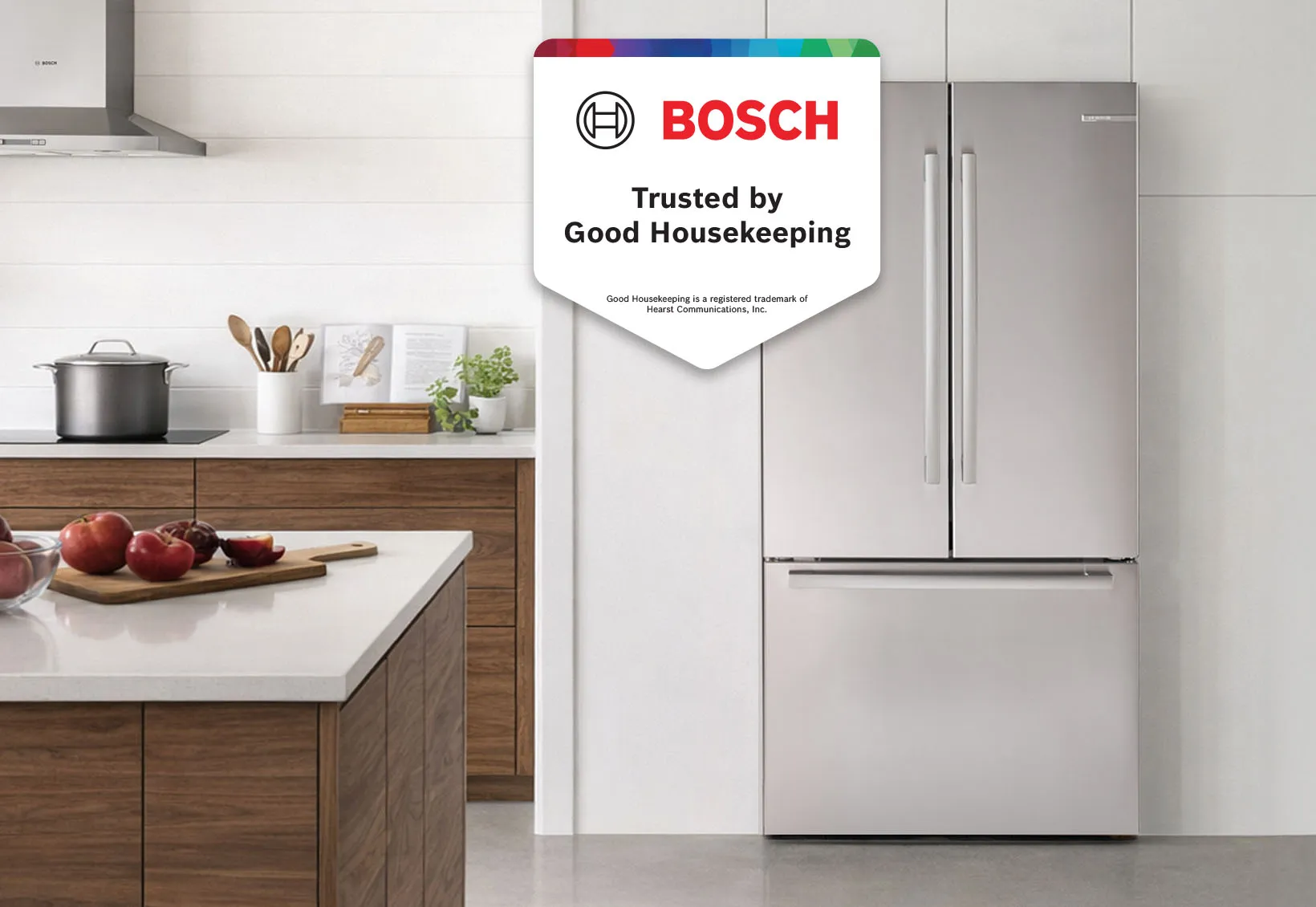 Bosch Stainless Steel Fridge - backed with Trusted by Good Housekeeping Seal