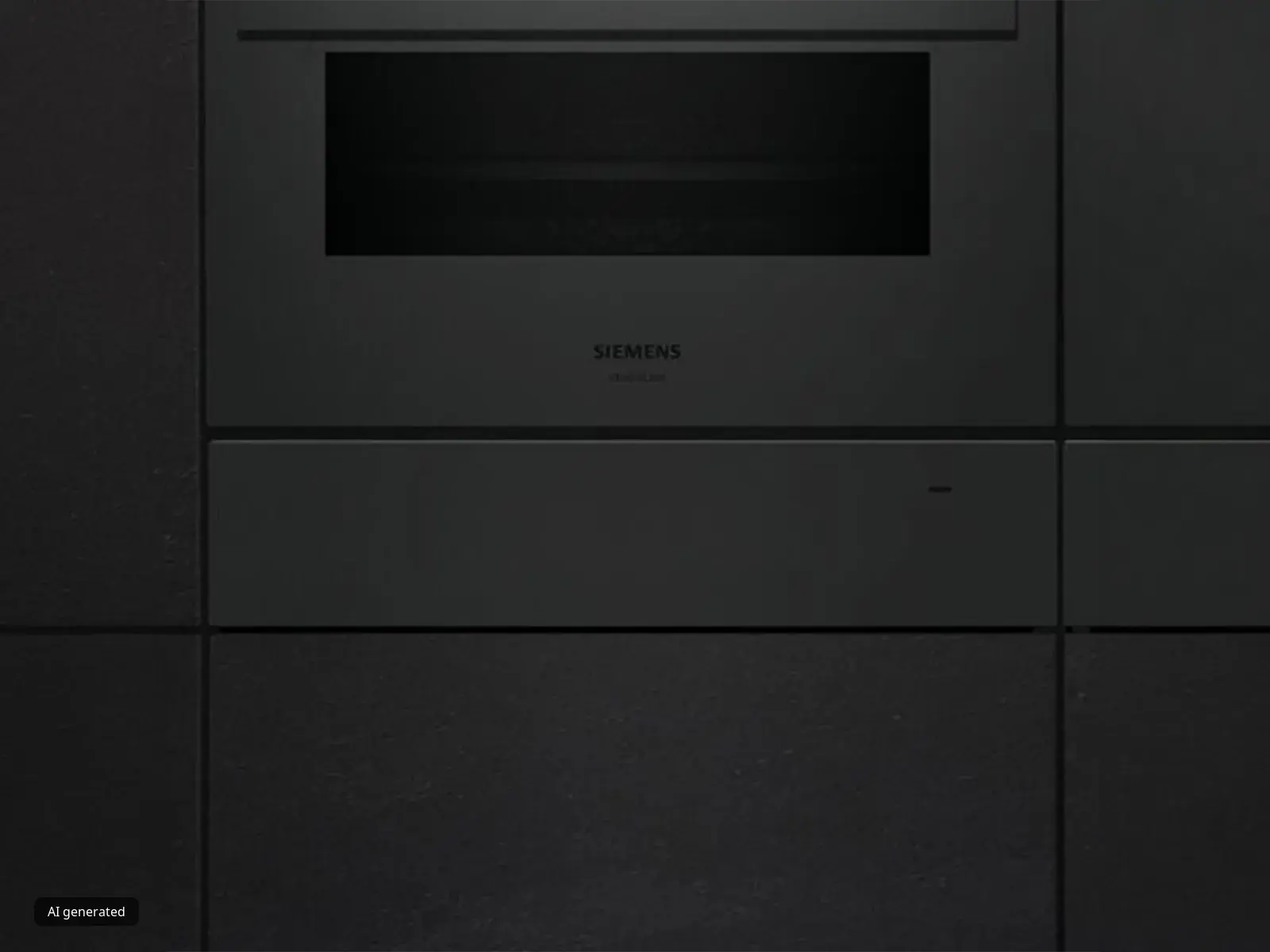 Primo piano di un elegante forno integrato Siemens di colore nero, realizzato in stile minimal, con comandi digitali e una porta in vetro elegante.
