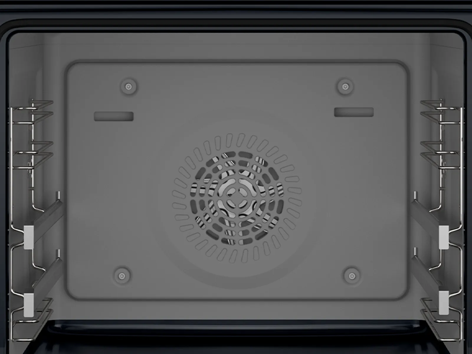 Interior view of a Siemens oven featuring sleek design and efficient air circulation system, ensuring optimal cooking results.