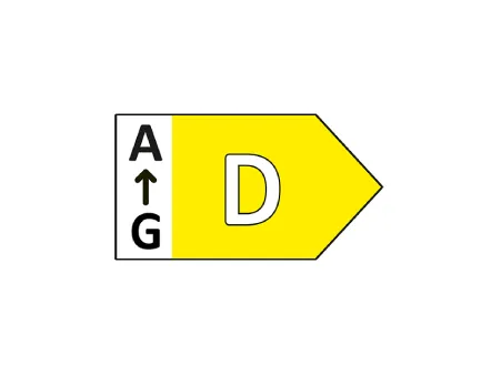 Energy label: yellow arrow, class D on A–G scale.
