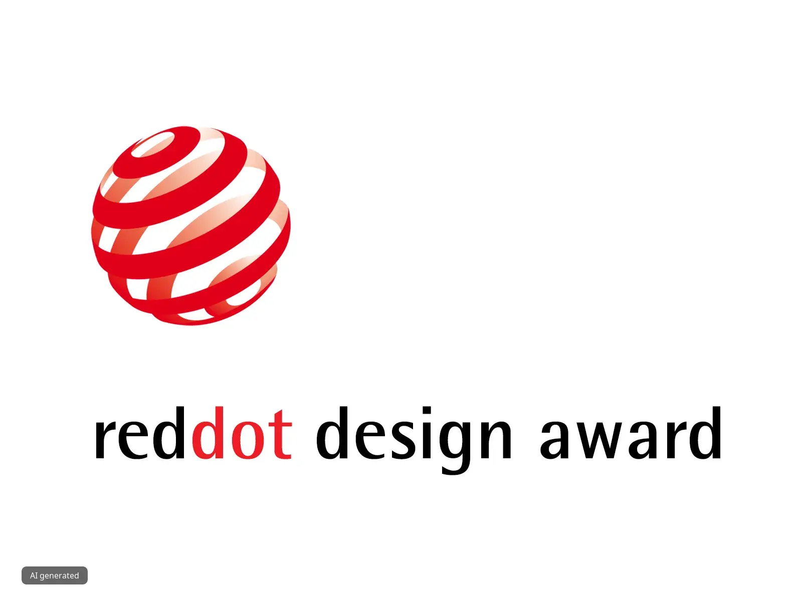 Röd- och vitrandigt klot med texten "reddot design award".