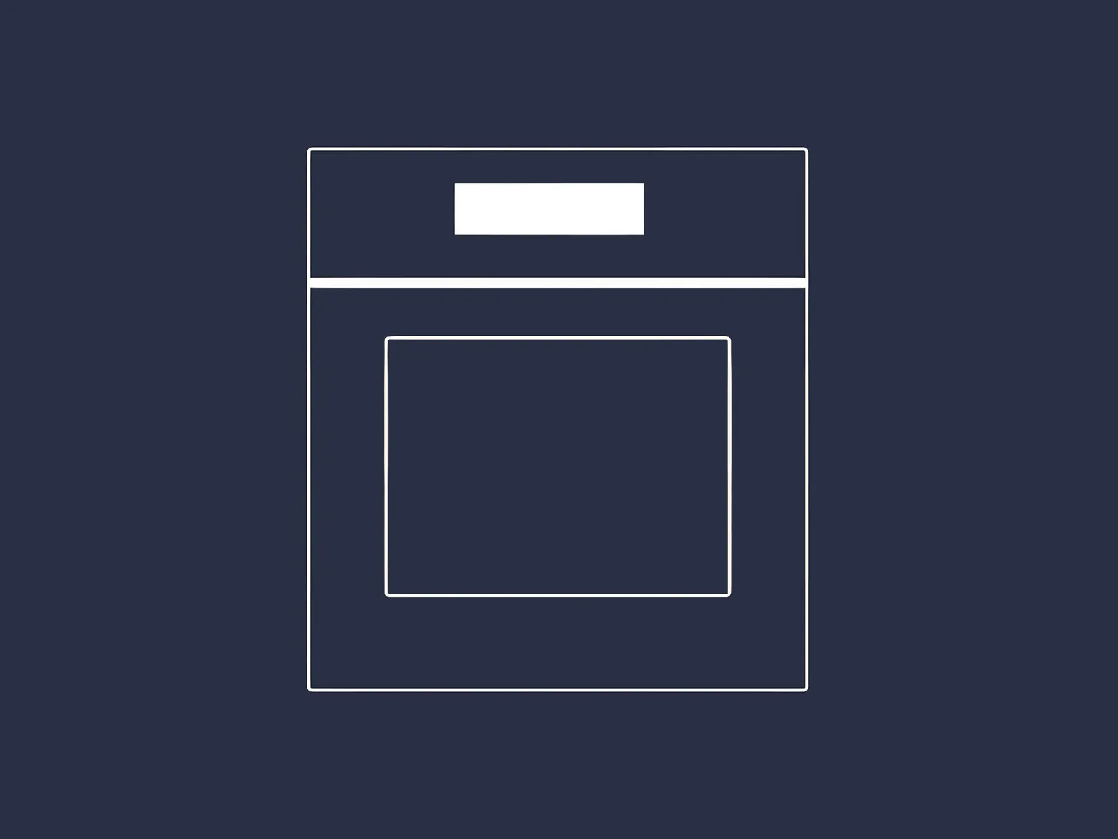 Illustrazione minimalista di un forno o piano cottura da cucina con un pannello display vuoto.
