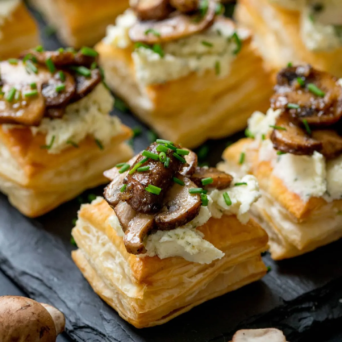 Garlic Mushroom and Chive Pastry Bites