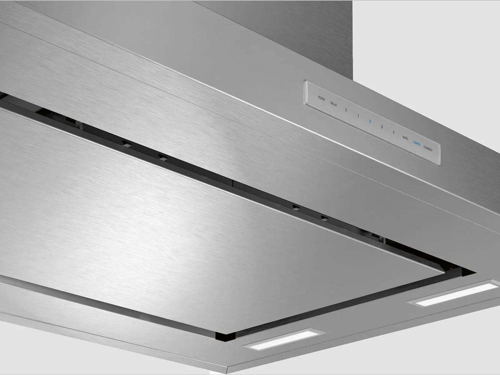 Modern Thermador stainless steel island hood