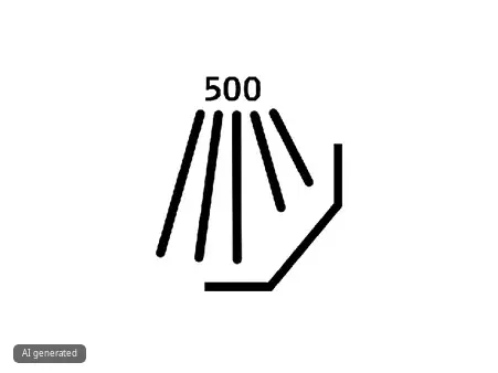 Dishwasher proof symbol: water jet and 500 to indicate 500 cycles.