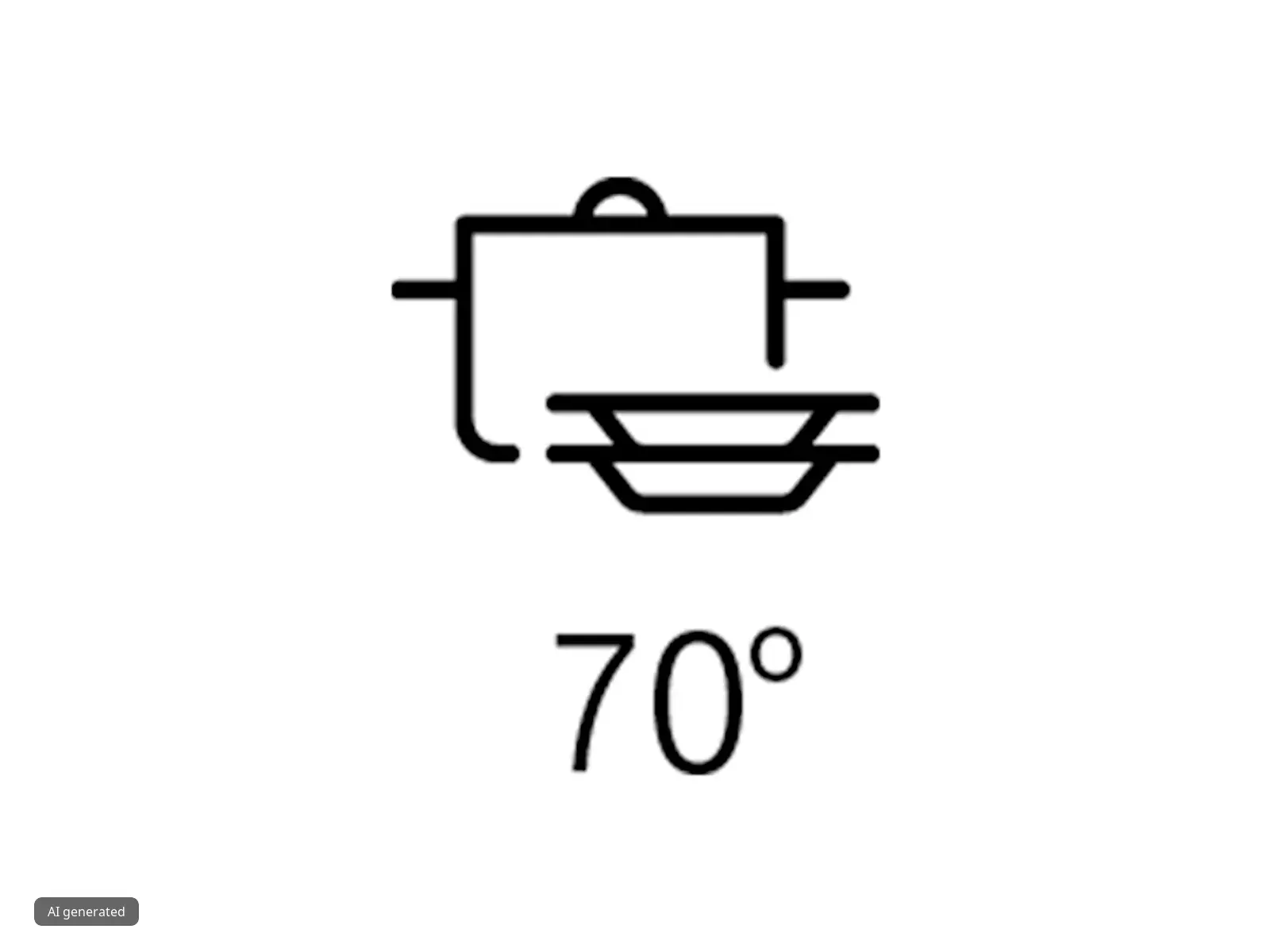 Cooking pot icon with text "70°" indicating temperature or angle.