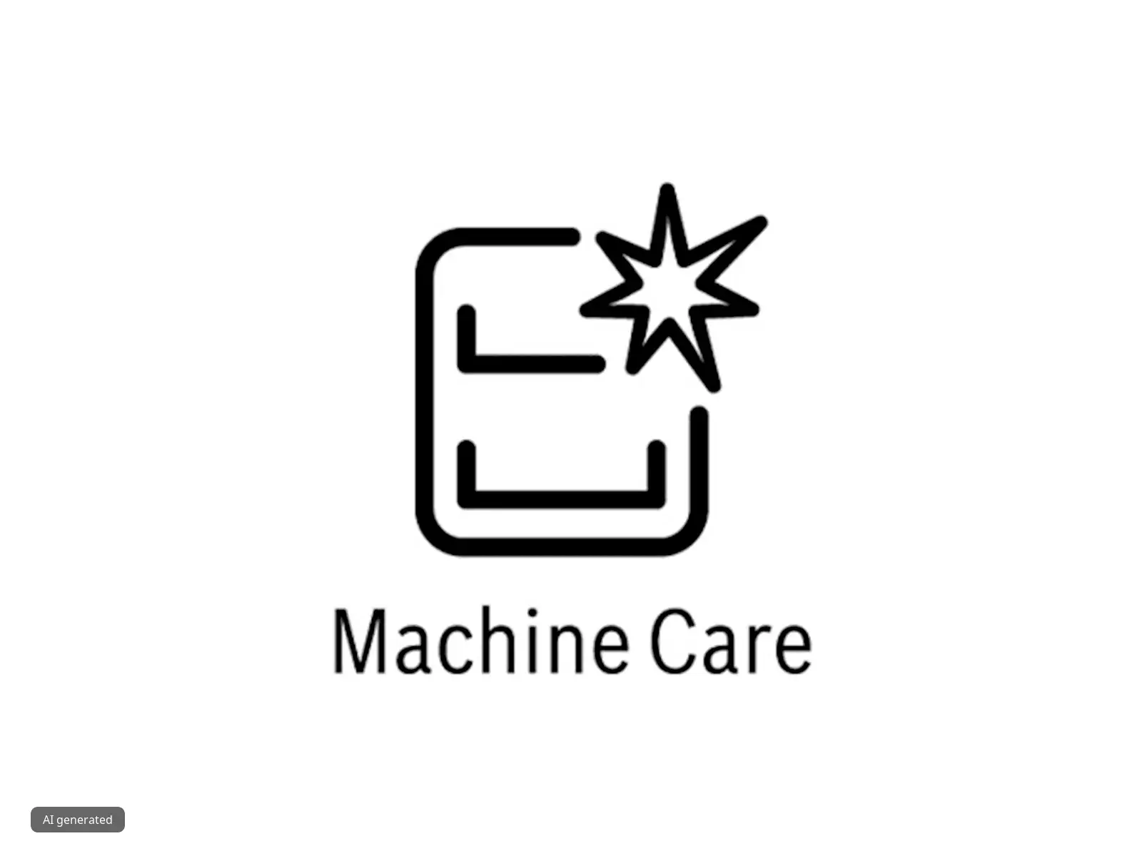 Black and white logo with stylized letter 'E' and star, text 'Machine Care'.