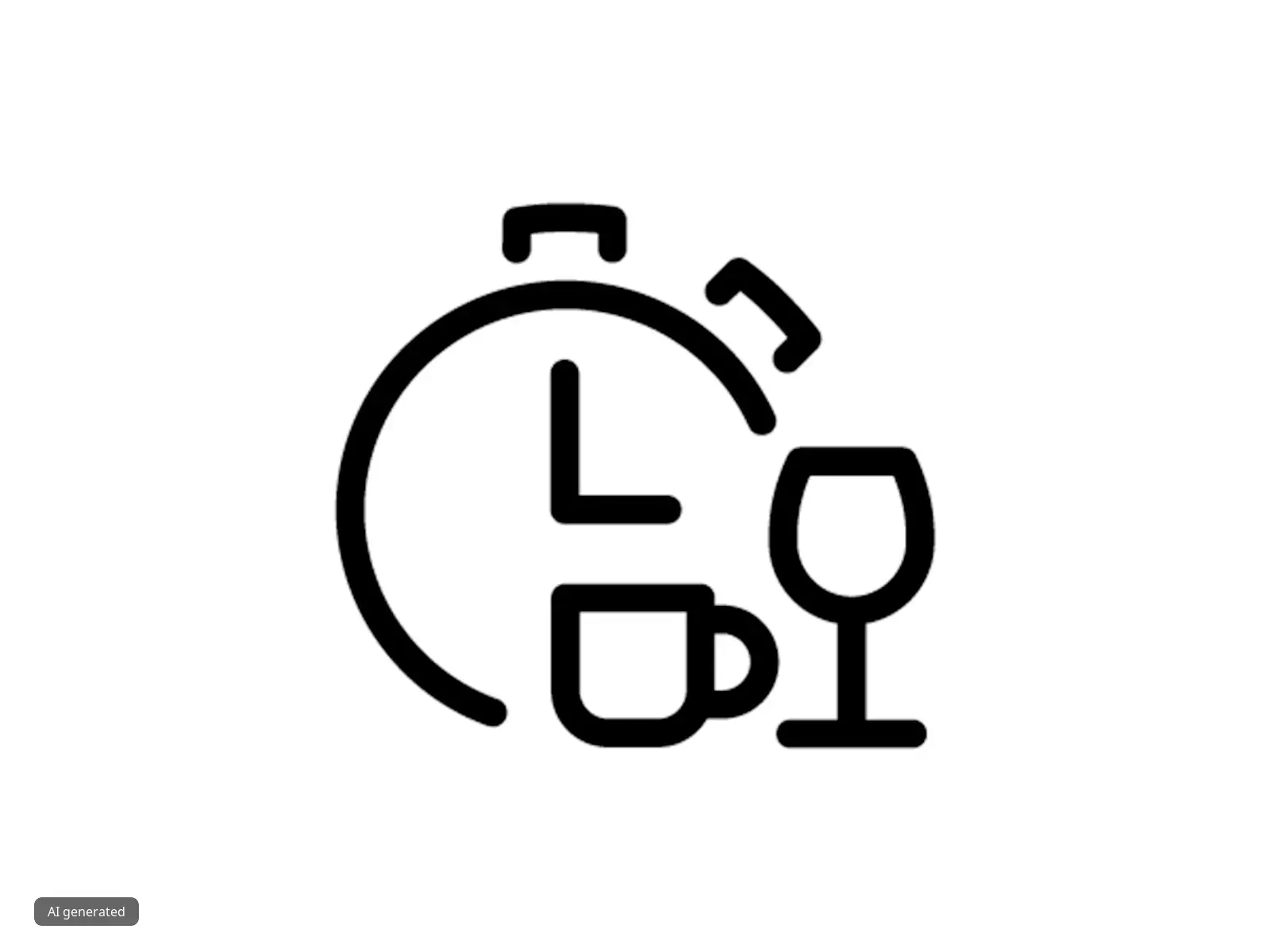 Clock, coffee cup, and wine glass icons representing time management and work-life balance.