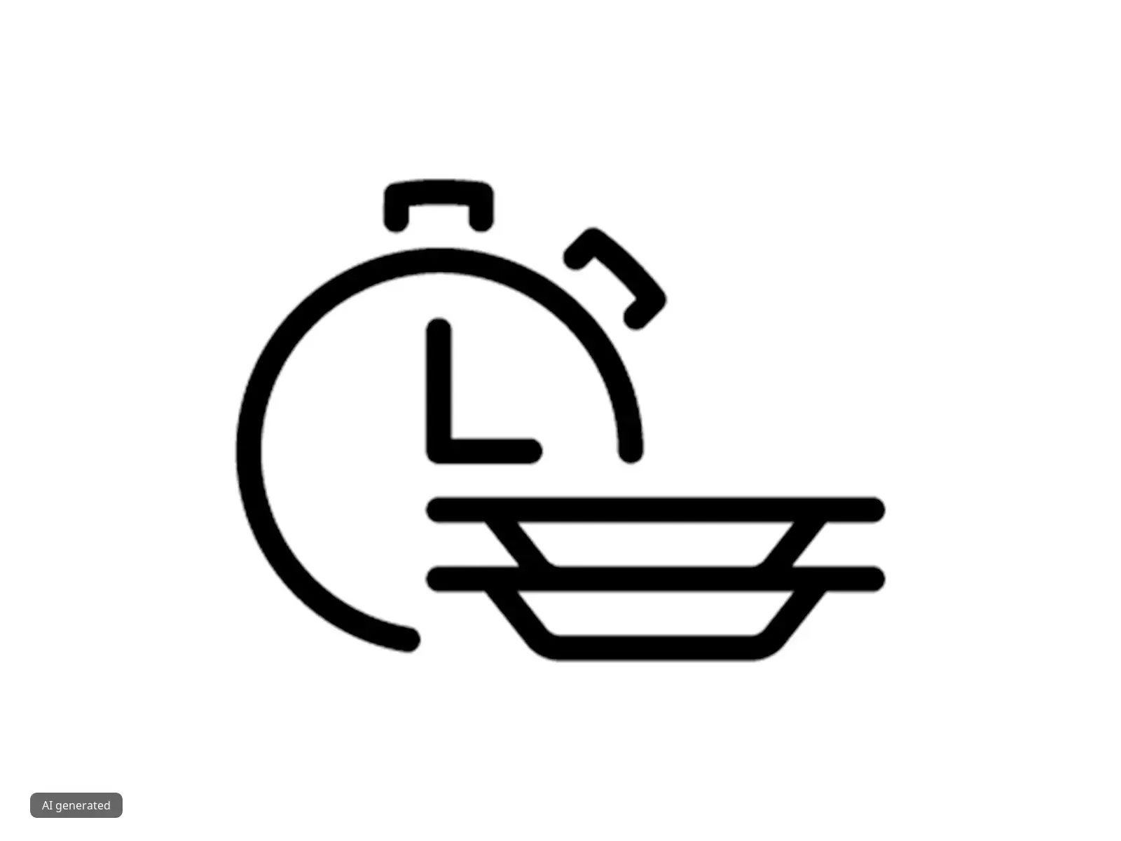 Clock icon with a bowl symbol, representing time for meal or food preparation.