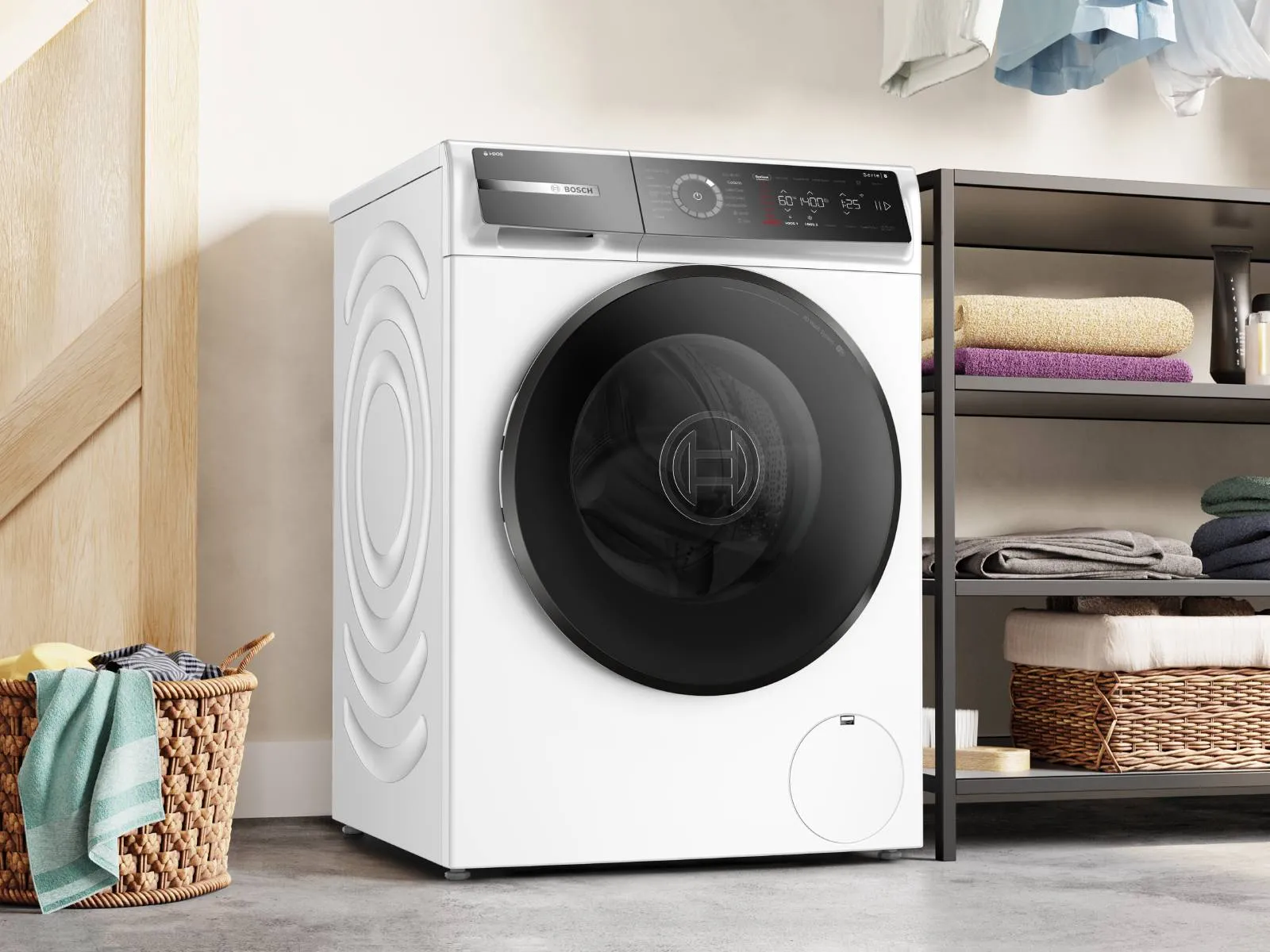 Bosch washing machine in warm utility room