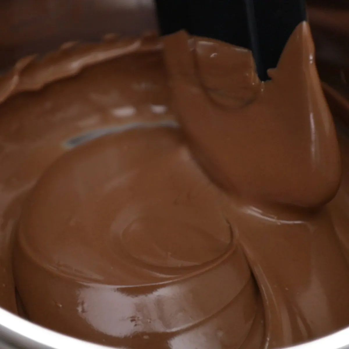 Melted chocolate in pan