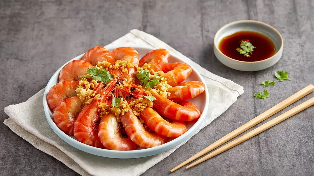 Siemens built-in steam oven to cook Steamed Shrimp with Garlic