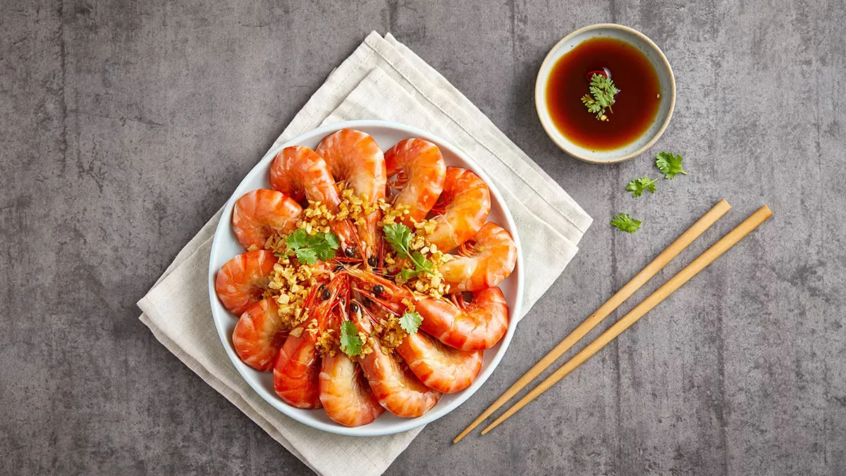 Siemens built-in steam oven to cook Steamed Shrimp with Garlic