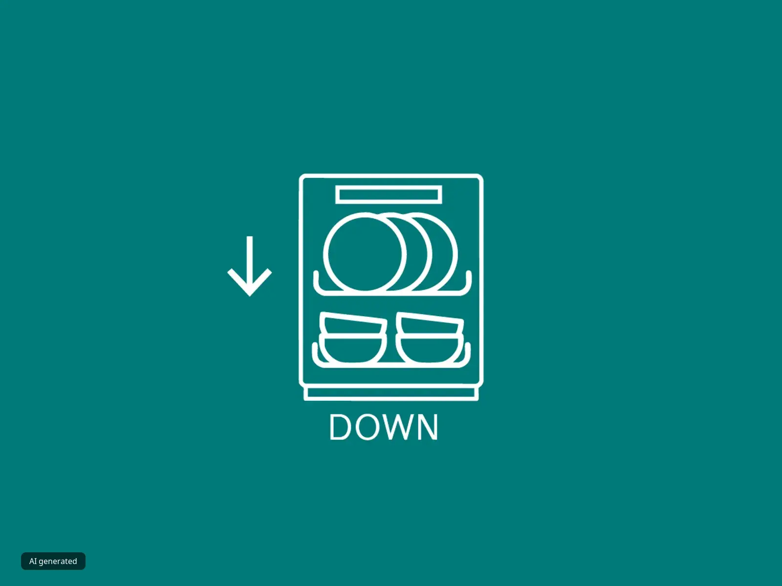 Illustrerad ikon av en full diskmaskin med stora tallrikar överst och en pil som pekar nedåt.