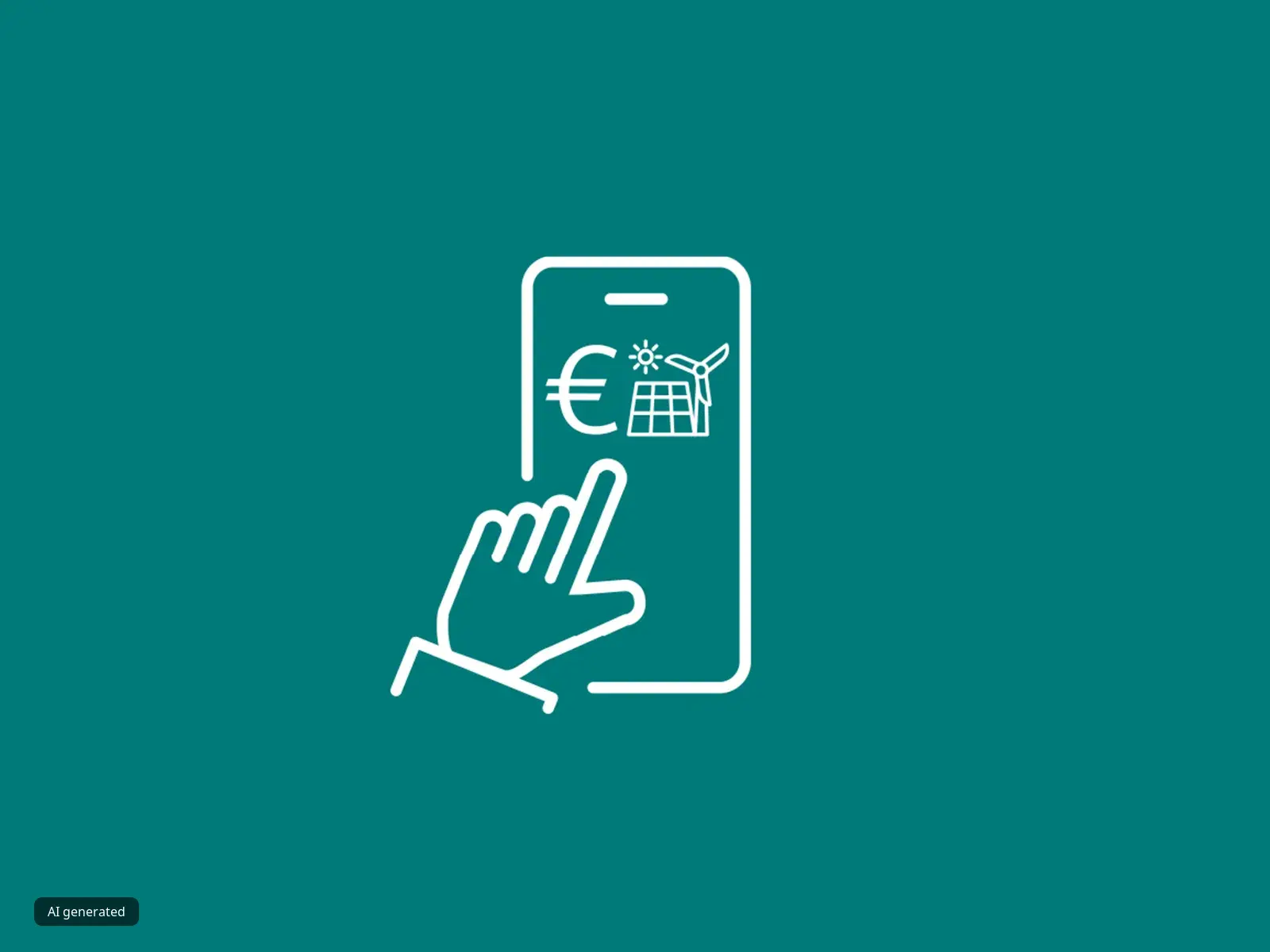En ikon av en hand som trycker på en eurosymbol på en smartphone.