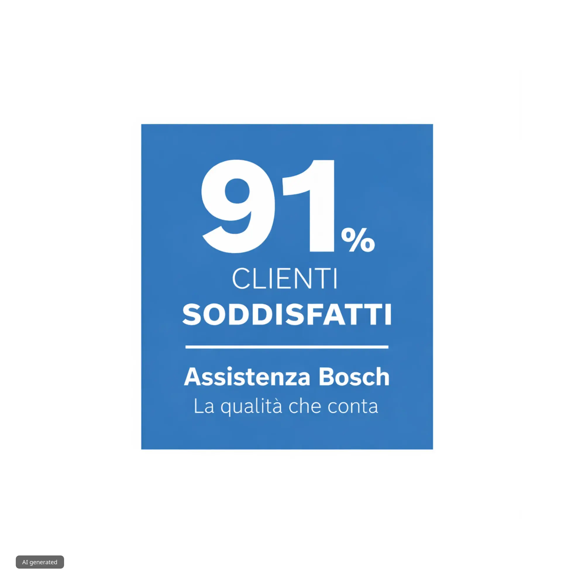 Un logo che mostra il testo "91% clienti soddisfatti, Assistenza Bosch, La qualità che conta"