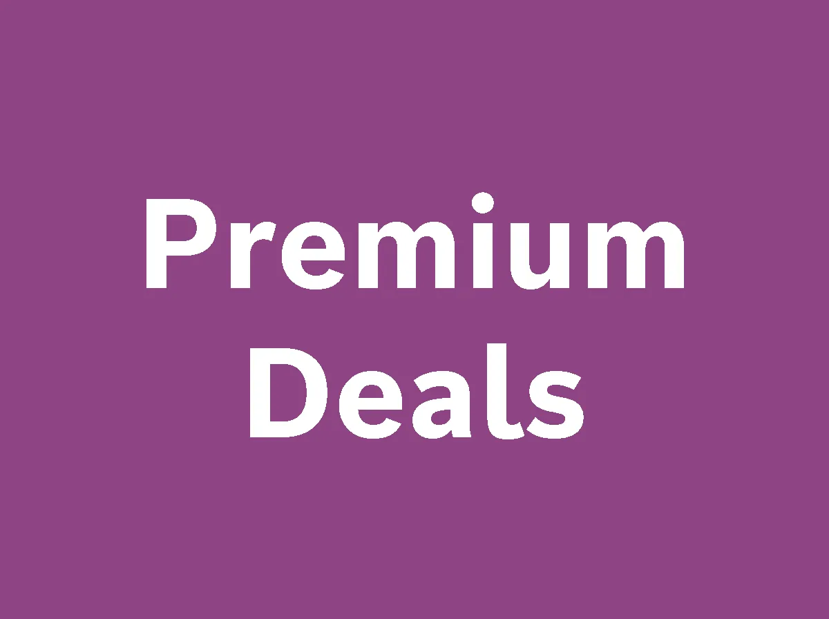 Premium Deals auf Lila Hintergrund