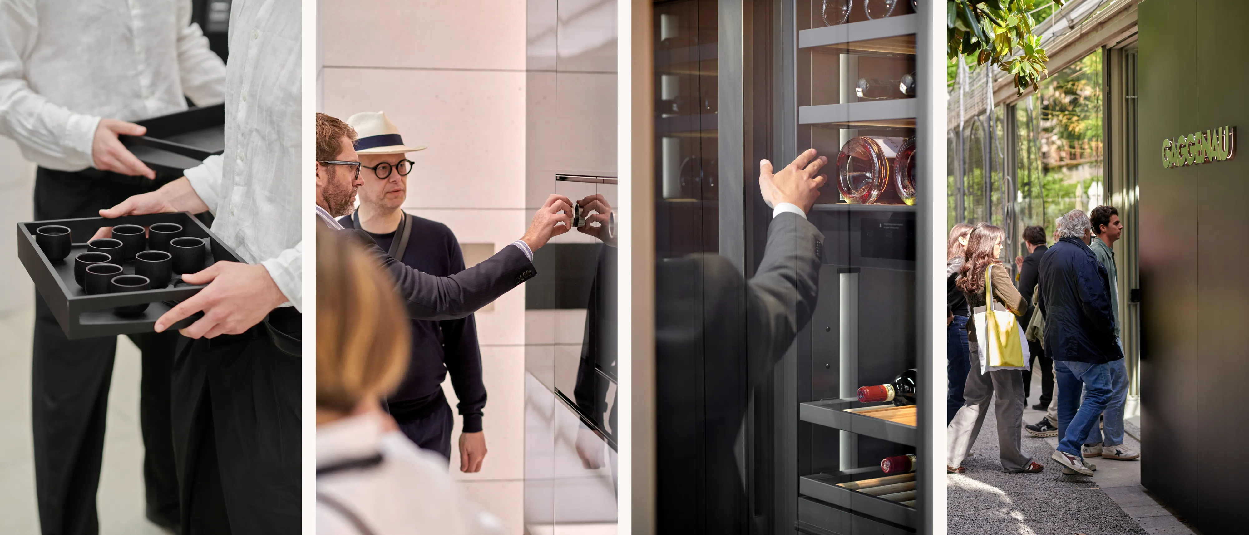 Collage featuring a series of moments at the Gaggenau exhibition at Salone.