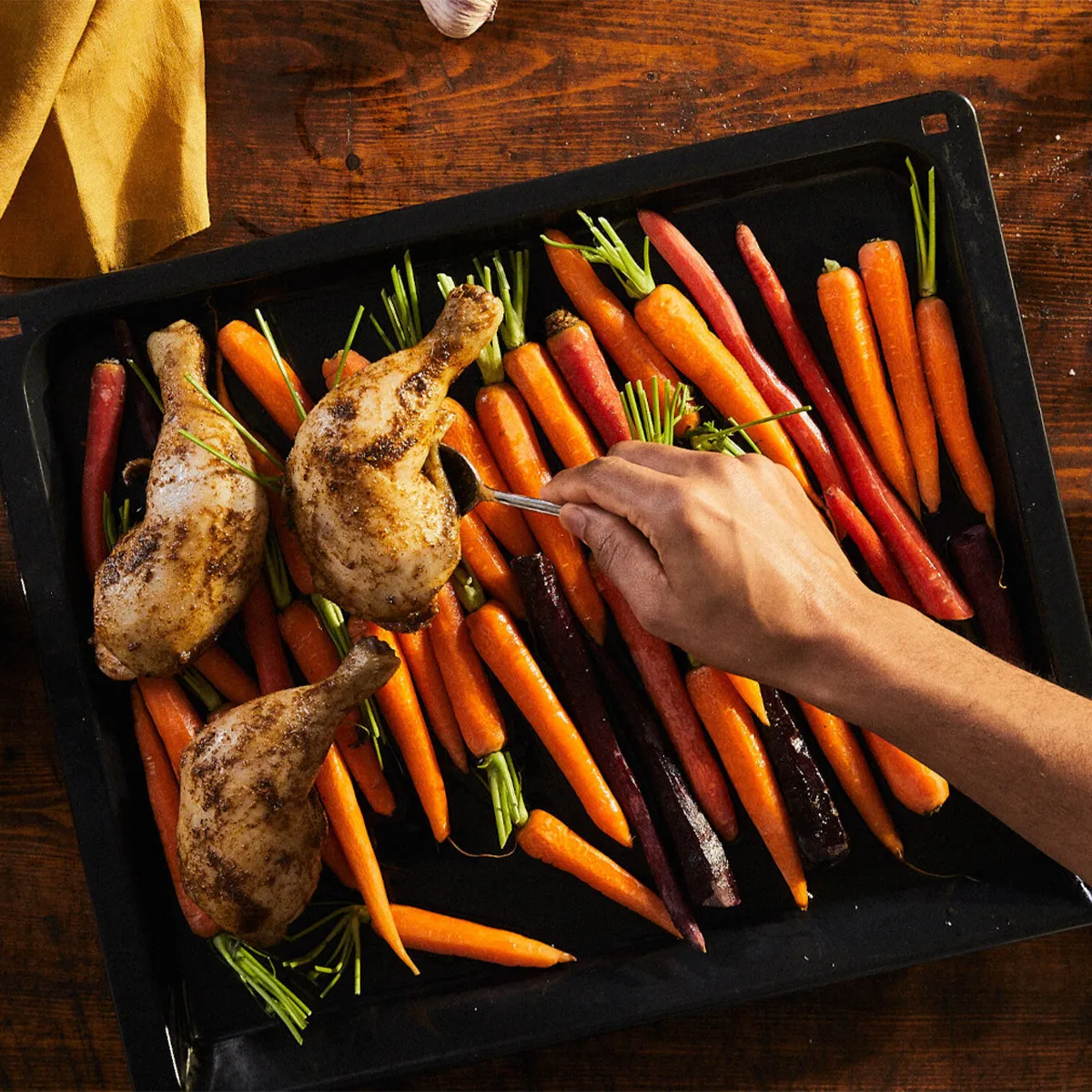 Baking cajun chicken and vegetables together