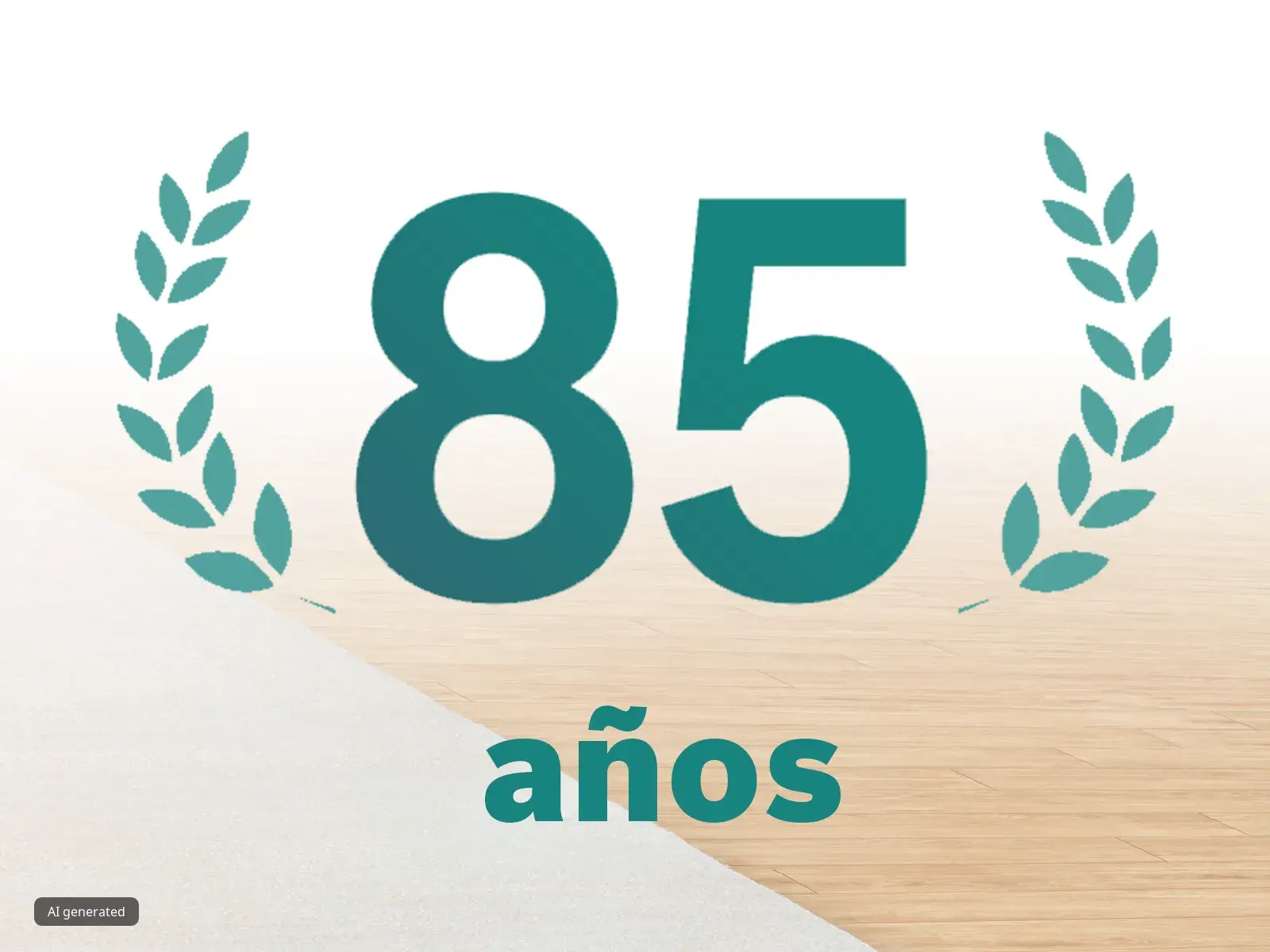 Una corona de aniversario con la cifra de 85 años sobre un fondo claro.