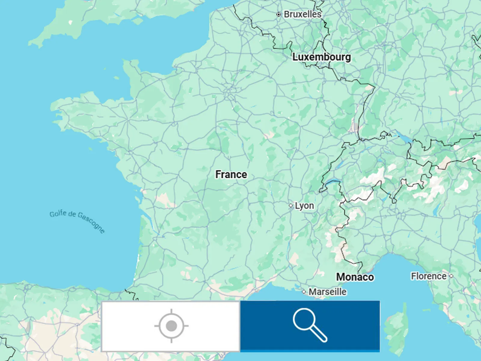Carte du monde avec pictogramme d'une loupe