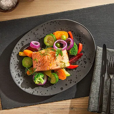 Cooking instruction of Steamed salmon with vegetables