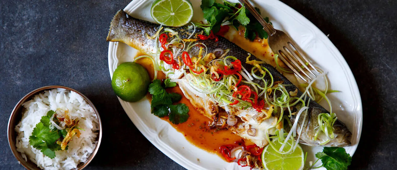 Cooking instruction of Grilled Sea bass with Thai Tom Yum herbs
