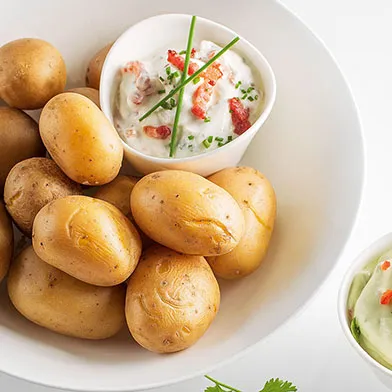 Cooking instruction of Jacket potatoes with two kinds of dips