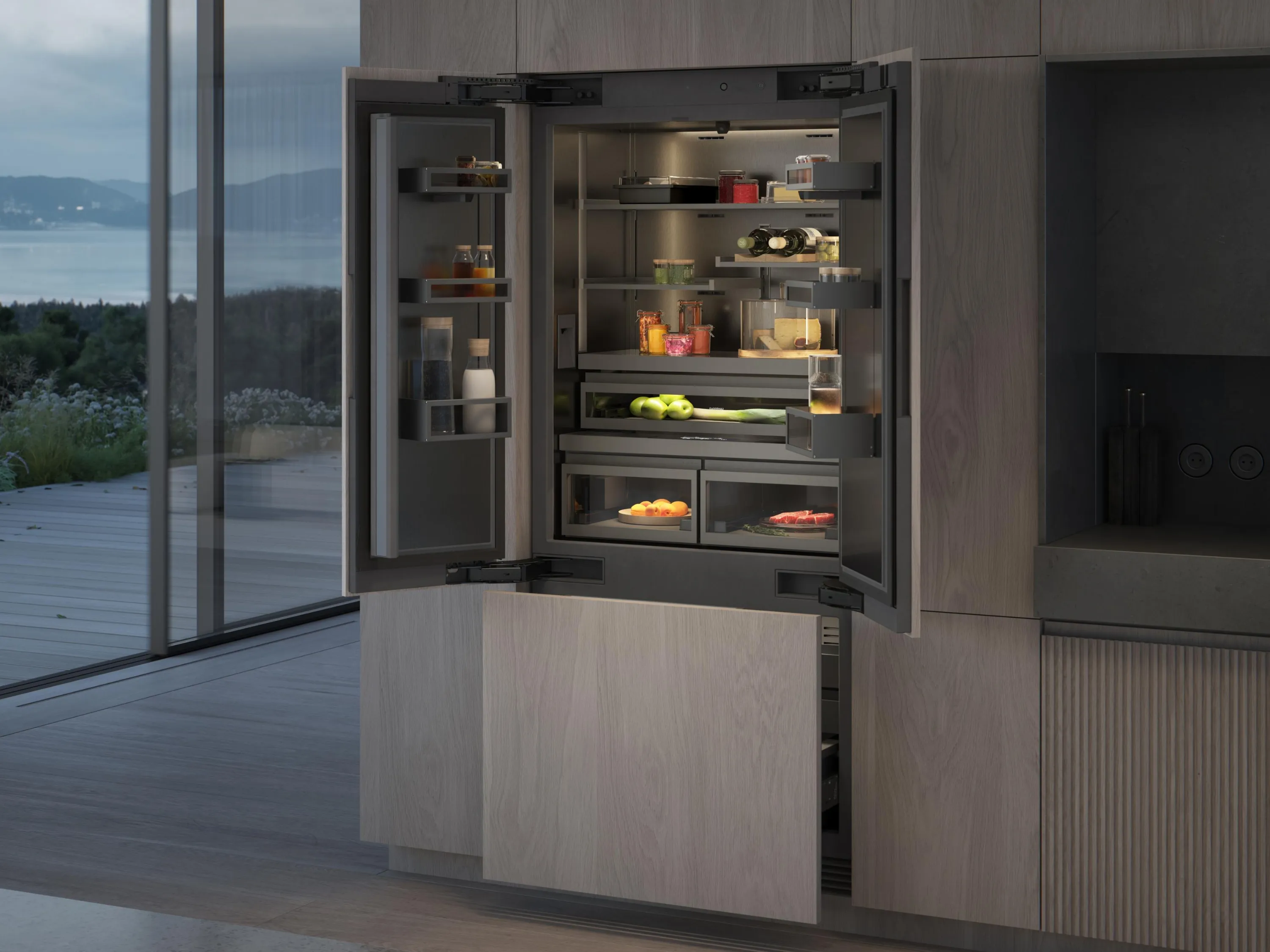 Close-up of a Gaggenau Vario cooling expressive series fridge-freezer combination