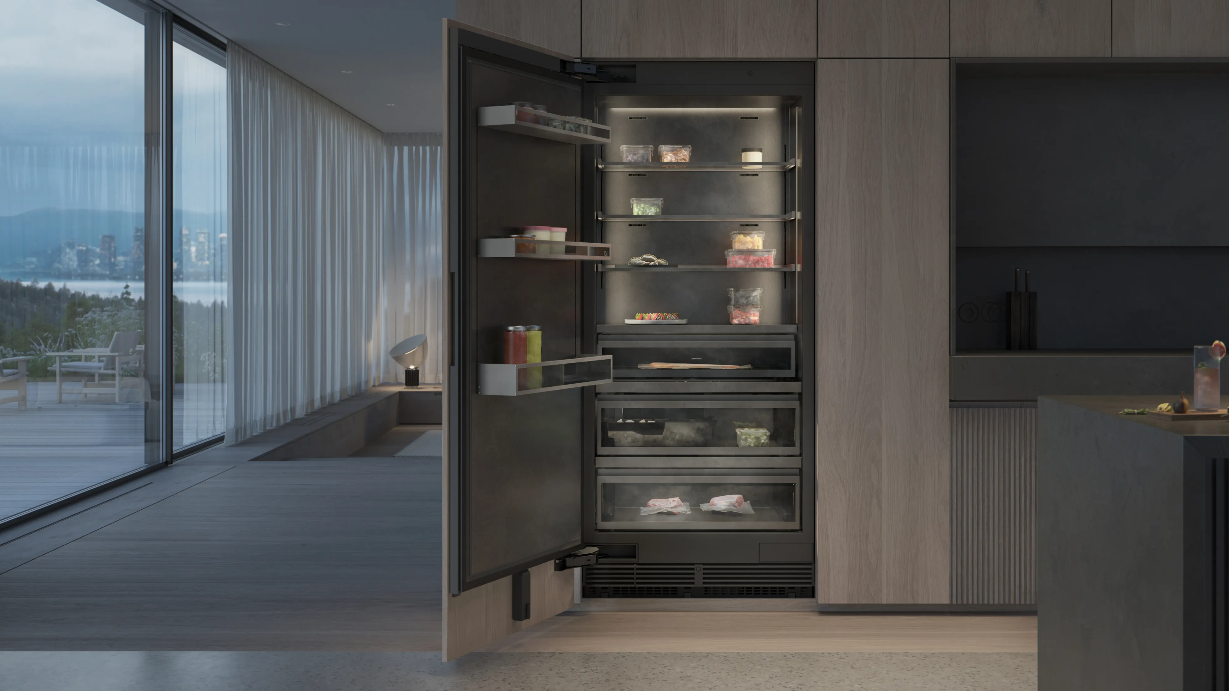 Luxury kitchen fitted with a Gaggenau Vario cooling Expressive series freezer