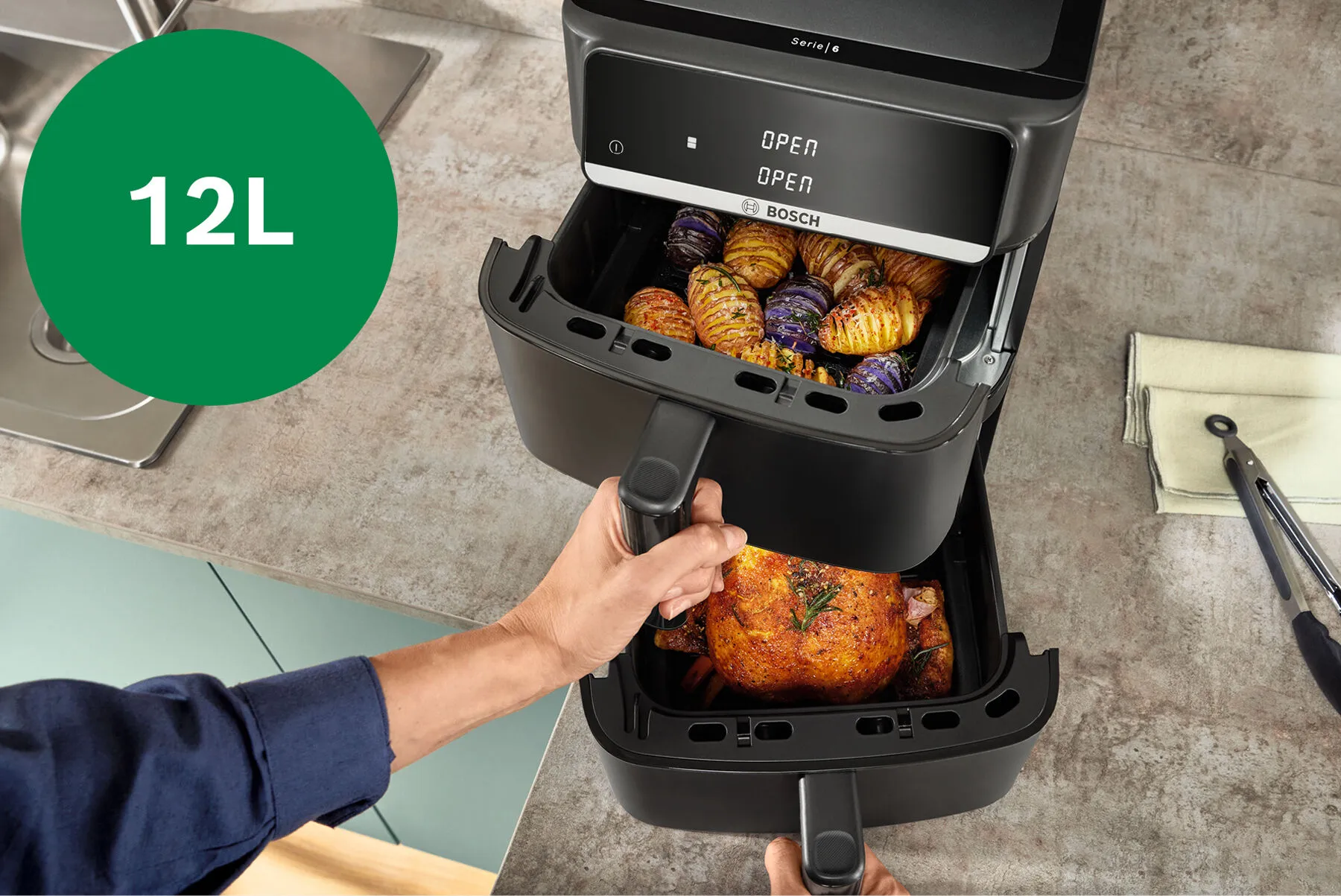 Bosch Air Fryer z dvema predaloma
