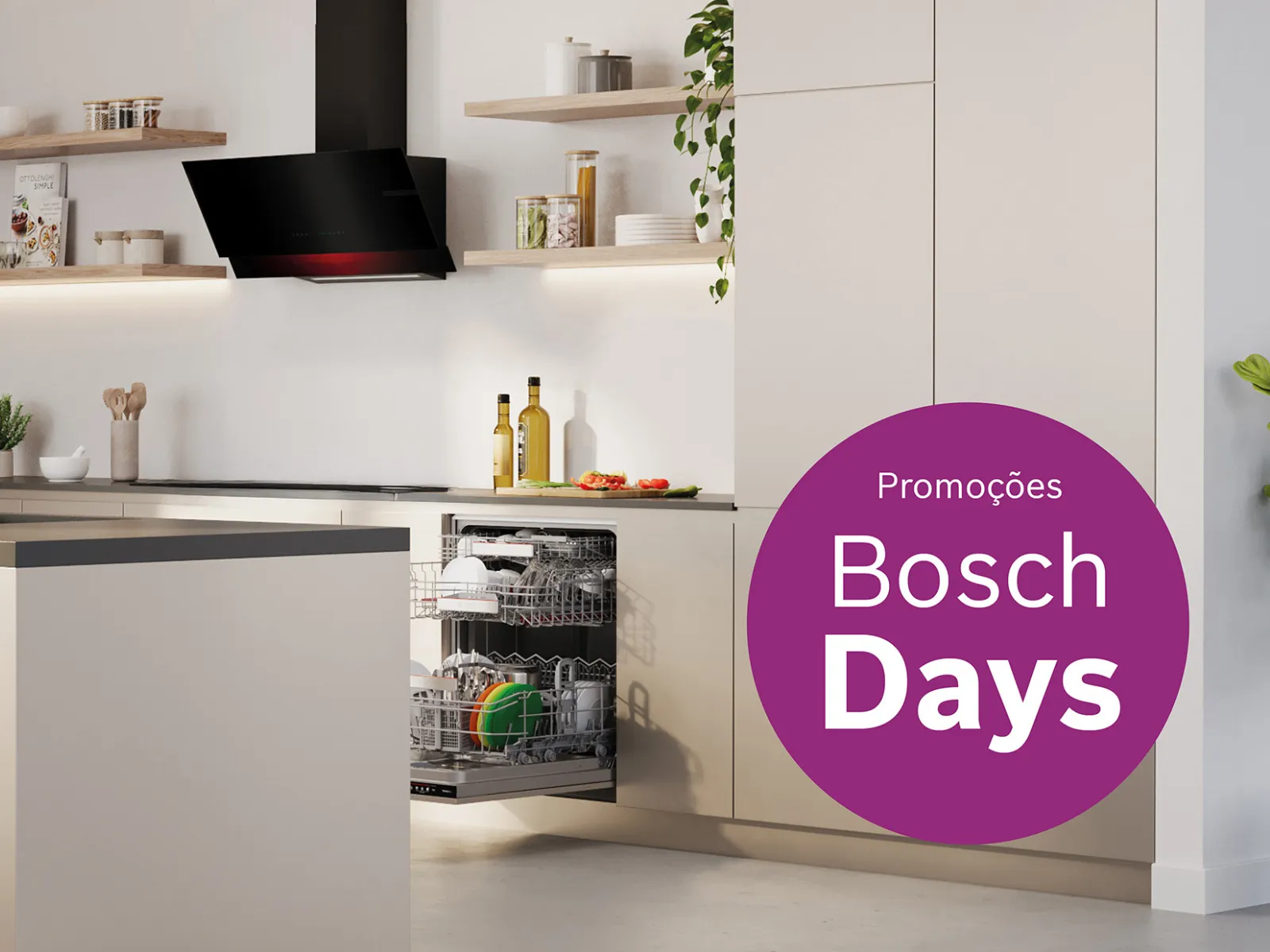 imagem de uma cozinha com sticker promocional