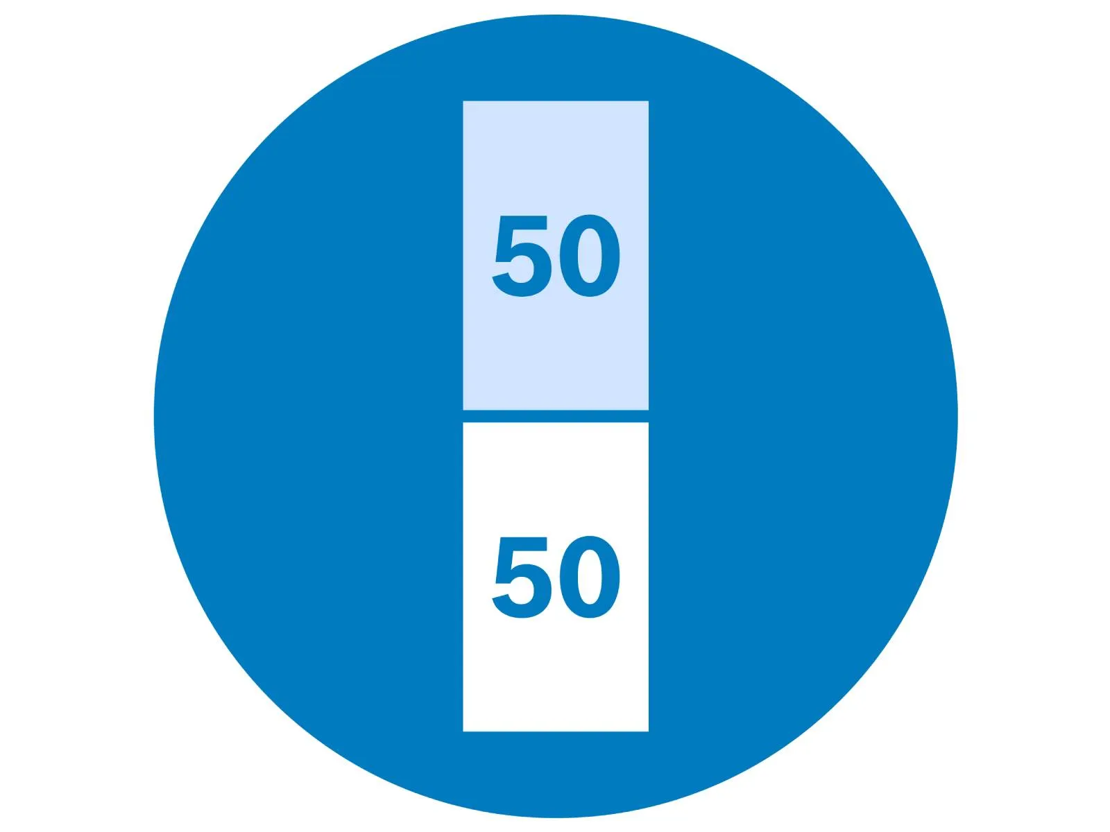 Icon showing 50/50 split ratio