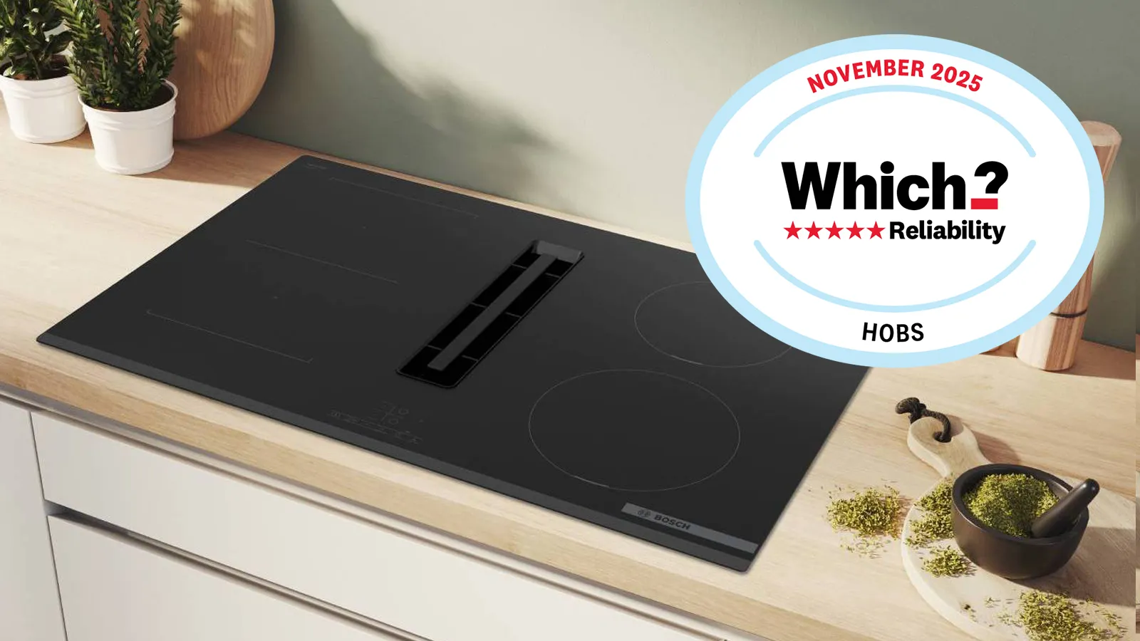 Countertop hob/hood with which badge