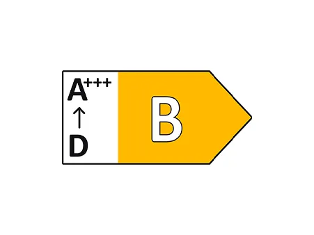 Energy efficiency label displaying B+ rating, with A+++ to D range shown.