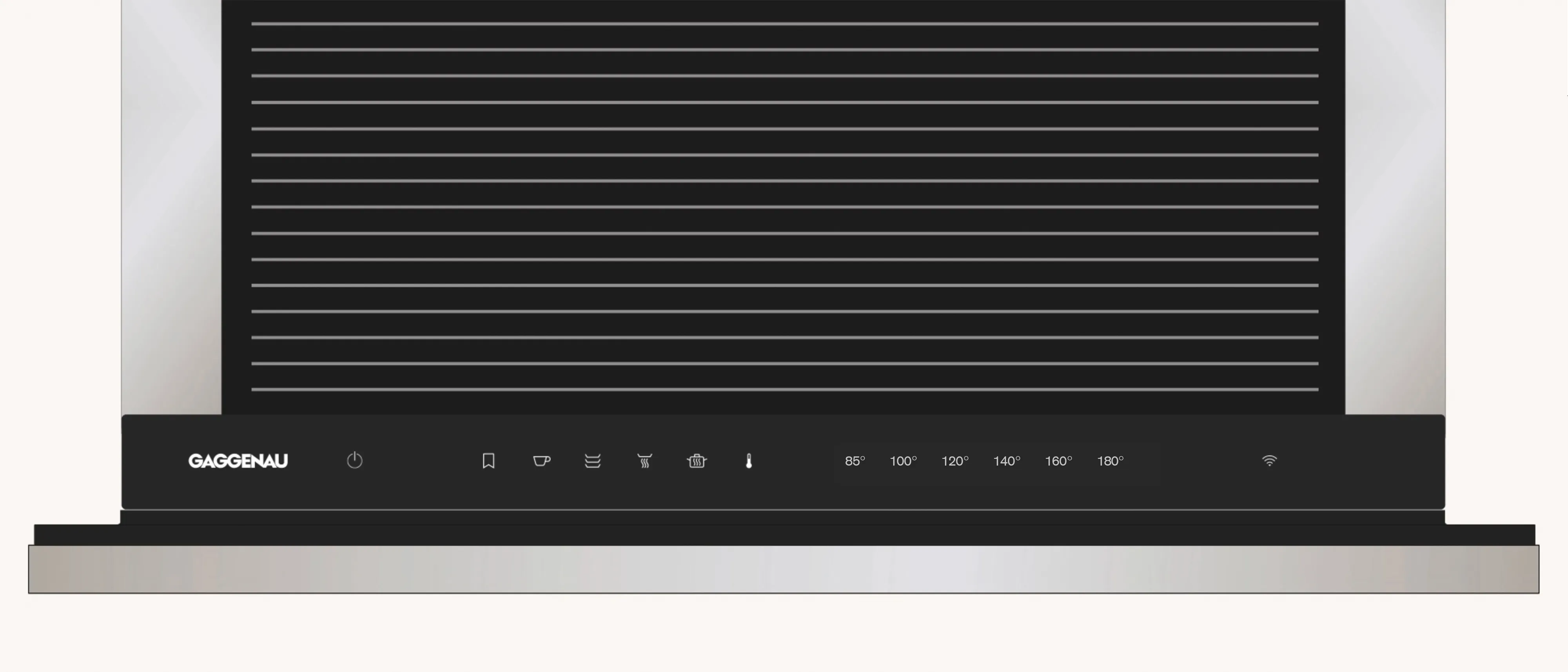 Plan view of an open Gaggenau culinary warming drawer