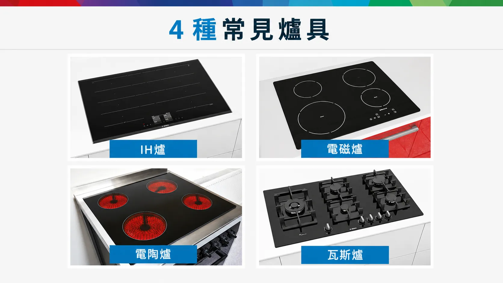 4 種常見爐具。