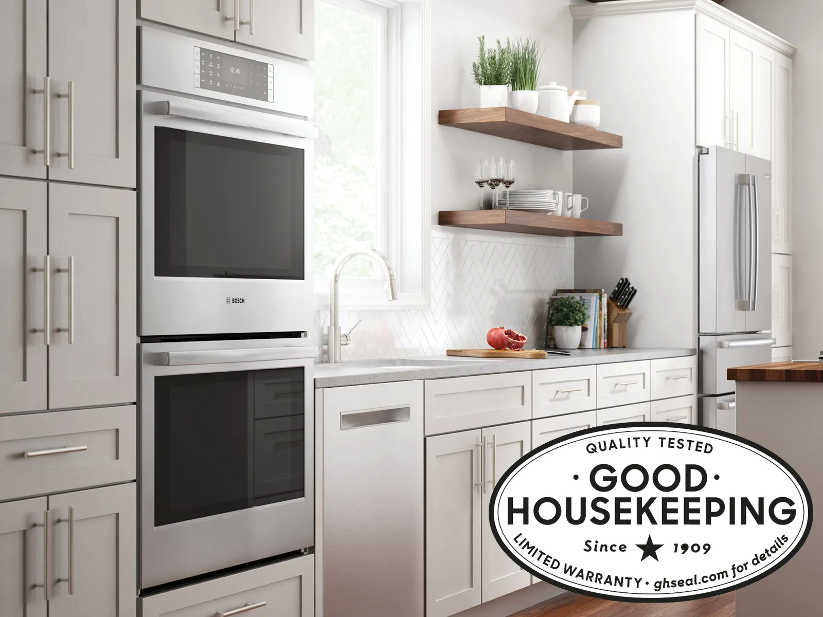Bosch kitchen shot filled with Bosch home appliances trusted by good housekeeping